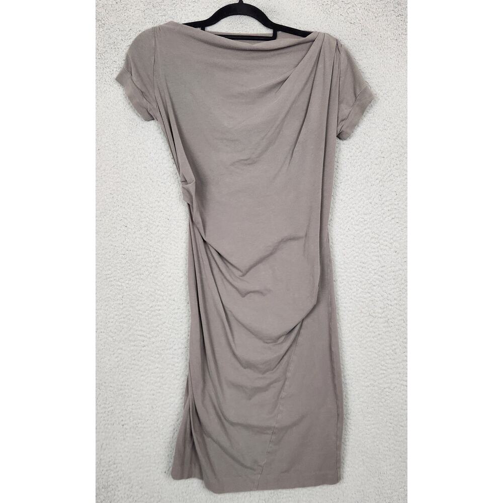 GUNEX Dress Womens Size 4 Gray Assymetrical Short Sleeve Bodycon Gathered